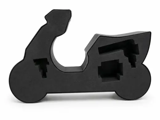 Scooter-shaped conductive foam insert cut with located component pockets, EMS Technologies