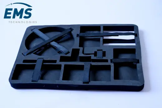 EVA conductive foam tray for ESD-safe component storage and transport, EMS Technologies