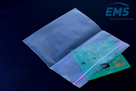 Pink LDPE anti-static bag for electronics packing, EMS Technologies